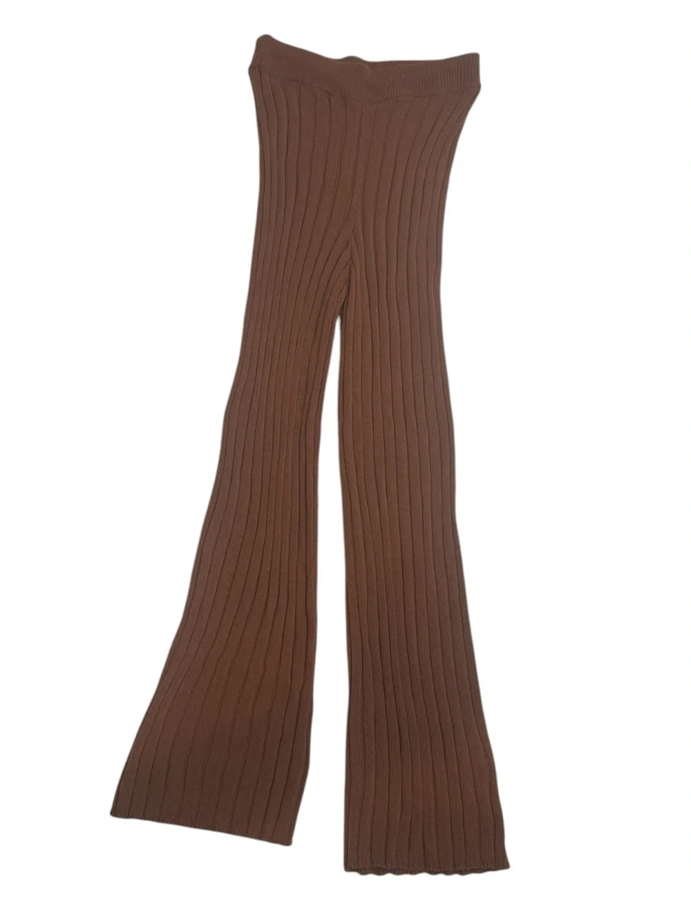 Free People Beach Imogene Sweater Pant Set Medium Cigar Brown Cotton Ribbed Knit - Picture 10 of 12